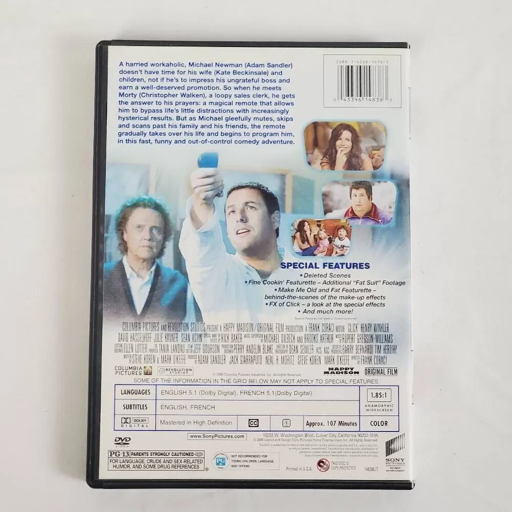 Click DVD Special Edition Adam Sandler Kate Beckinsale Comedy